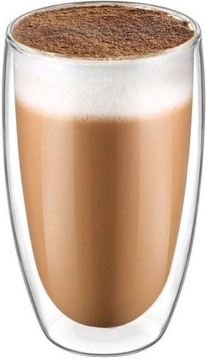 Krumble Latte Macchiato of theeglas dubbelwandig 400ml - Langer warm houden in dit glas - Transparant - Caffee latte glas - Flame model