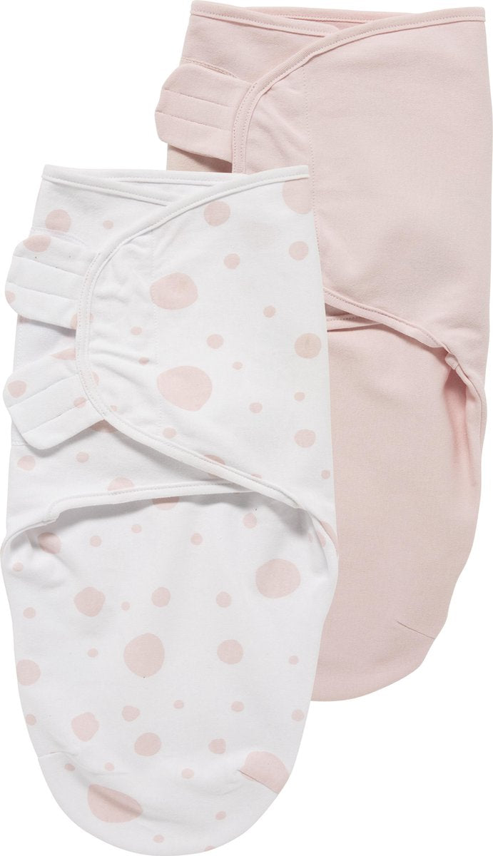 SwaddleMeyco Inbakerdoek - 2-pack - 4-6 maanden - Dots roze / lichtroze