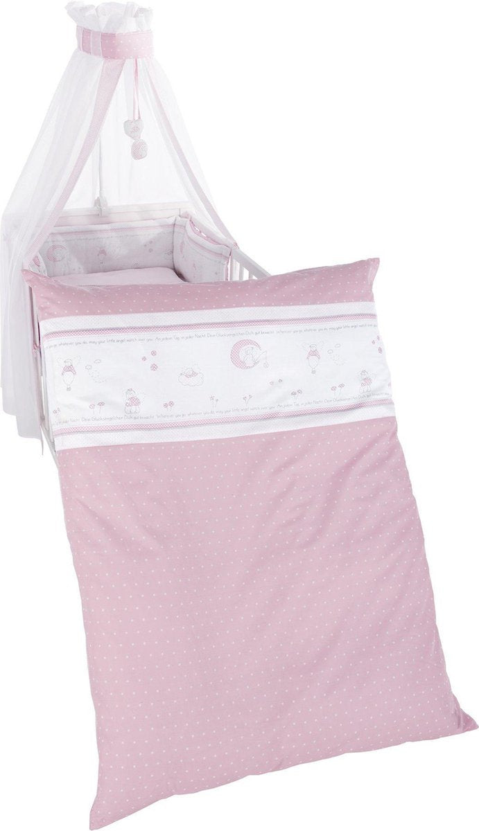 Roba Beddengoedset Lucky Angel 135 X 100 Cm Roze/wit 4-delig