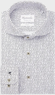 Michaelis Overhemd Sprinkle Print Poplin Cutway Slim Fit - 43