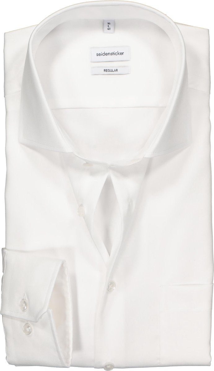 Seidensticker Regular Fit overhemd - wit twill - Strijkvrij - Boordmaat: 41