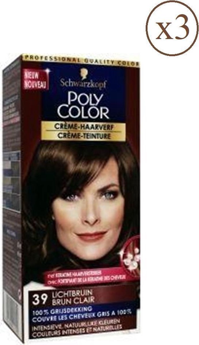 3 x Schwarzkopf Poly Color Natural Light Brown