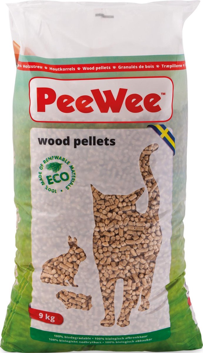 Peewee Houtkorrels Kattenbakvulling - 3 x 9 kg (27 kg