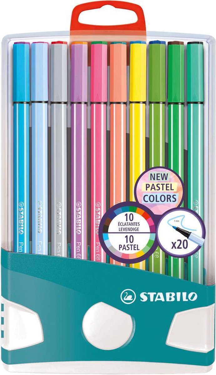 Premium viltstiften - STABILO Pen 68 PastelParade - 10 pastel kleuren + 10 heldere kleuren
