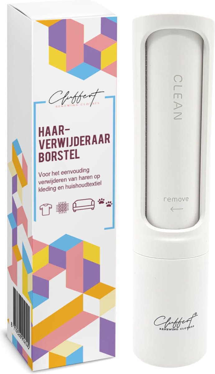 Cluffert - Kledingroller - Pluizenverwijderaar - Herbruikbare kleefroller - Dierenhaar verwijderaar - Wit