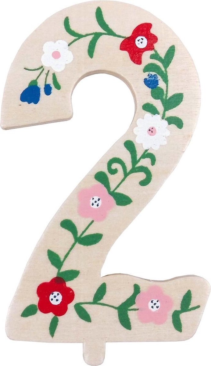 Tib Feestdecoratie "2" Hout 10 Cm Bruin