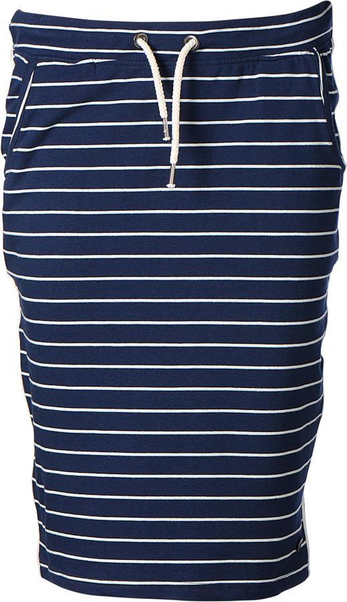 Dames rok terry streep marine/brede witte randen | Maat XL