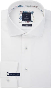Profuomo Slim Fit mouwlengte 7 overhemd - wit twill - Strijkvrij - Boordmaat: 39