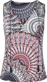 Cassis - Top met mandalaprint en kant - Roze