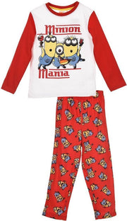 Minions - 2-delige Pyjama-set - Model "Minions Mania" - Rood / Wit - 128 cm - 8 jaar