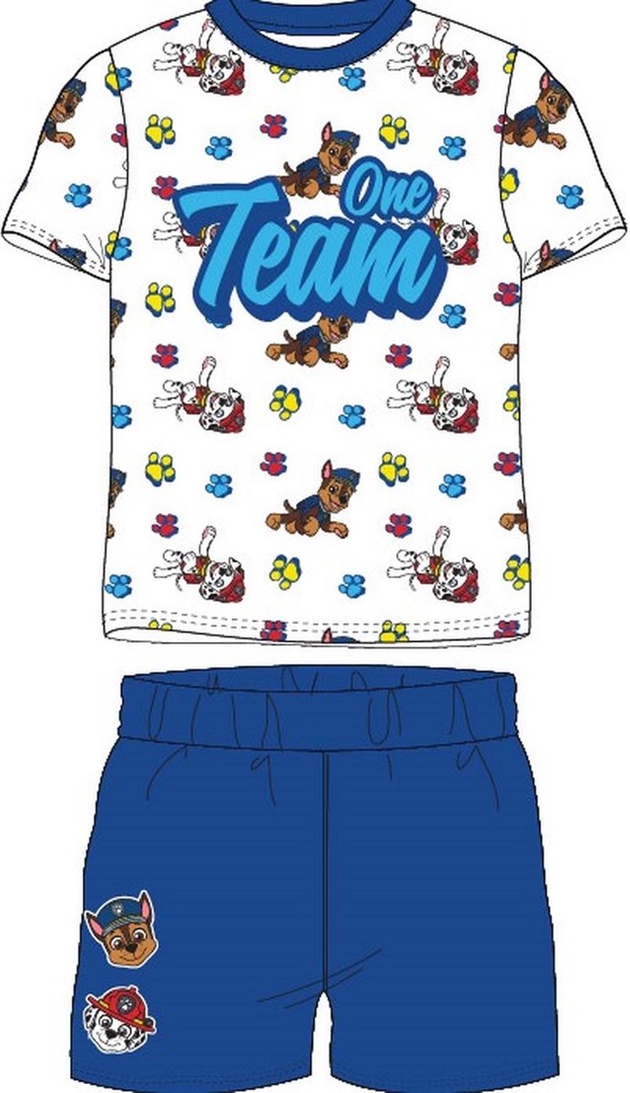 Paw Patrol Kinder Shortama Zomerset Maat 92 Wit