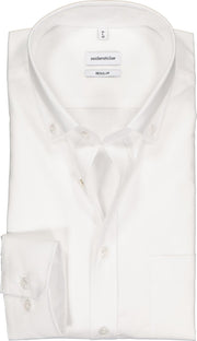 Seidensticker Regular Fit overhemd button-down - wit - Strijkvrij - Boordmaat: 40