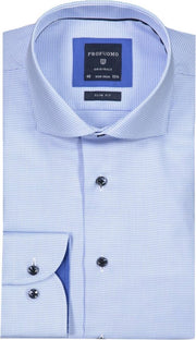 Profuomo   Overhemd Blauw Getailleerd - Maat UK18-EU45 - Heren - Lente/Zomer Collectie - Katoen