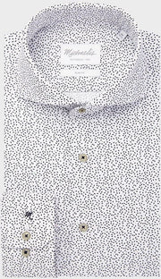 Michaelis Overhemd Sprinkle Print Poplin Cutway Slim Fit - 39