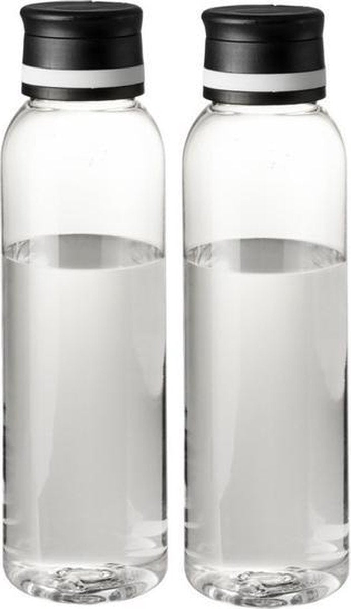 2x Transparante drinkflessen/waterflessen met schroefdeksel 740ml - Sportfles