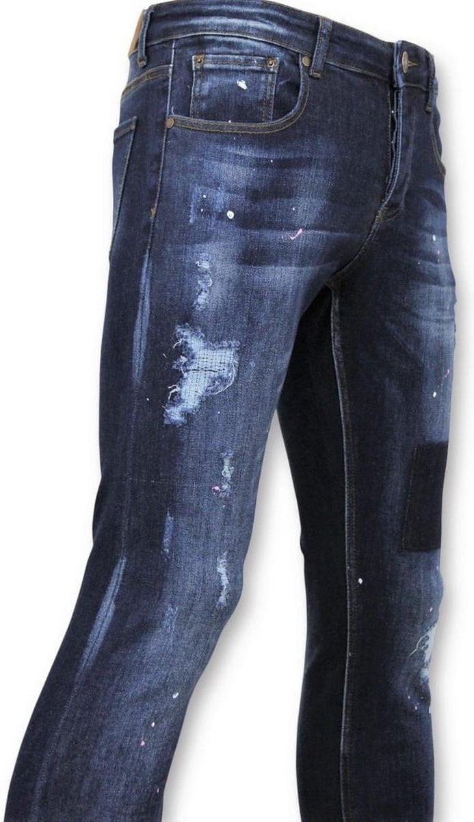 TRUE RISE Basic Jeans Mannen - Spijkerbroek Washed - D2432 - Blauw - Maten: 28