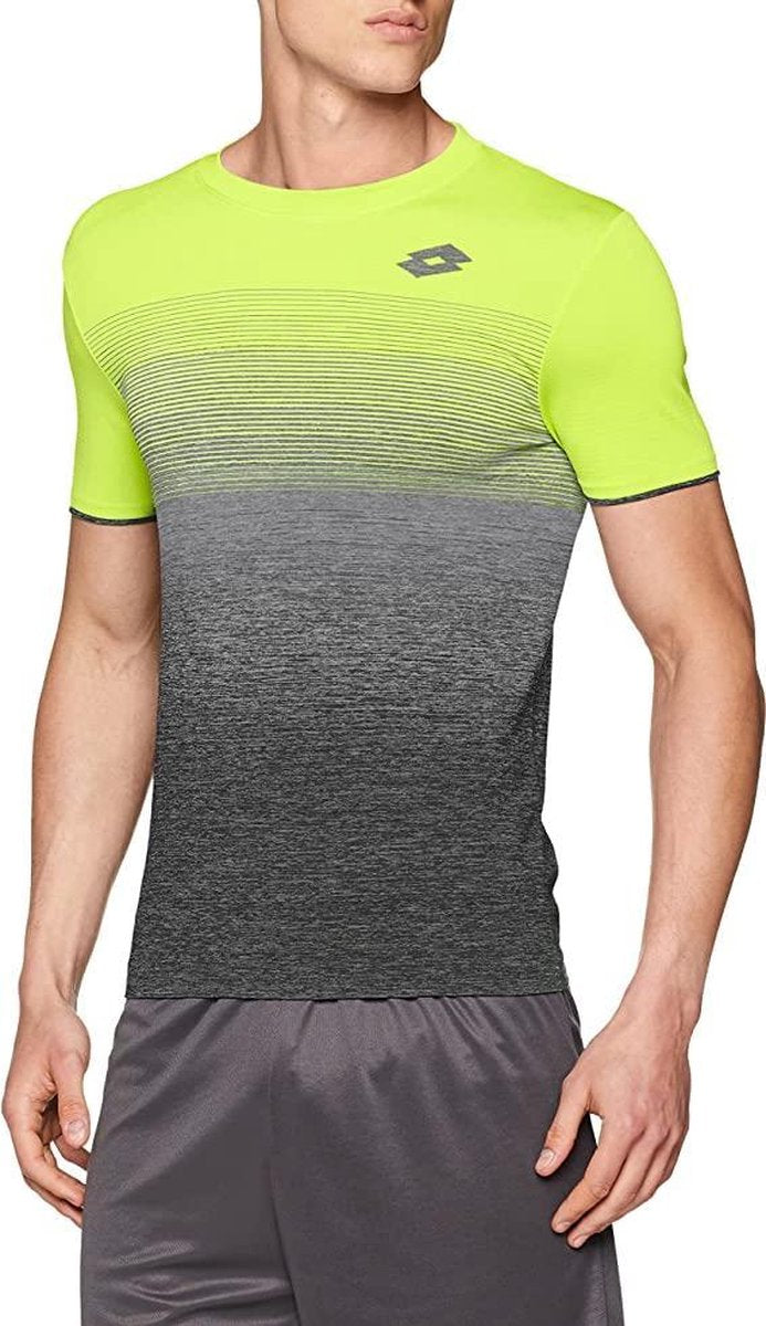 Lotto Court II Tee - Seamless T-shirt - Heren - Maat S - Neo Geel / Grijs