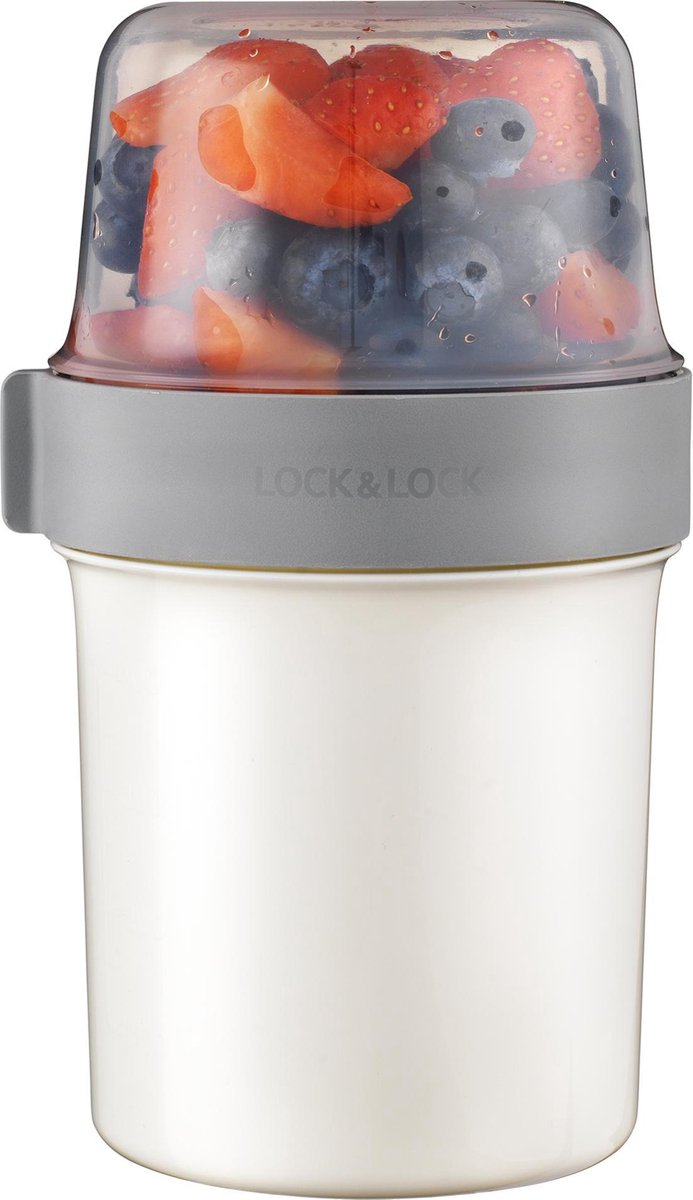 Lock&Lock Yoghurtbeker | Yoghurt beker to go | Muesli beker to go - 560 ml - Wit