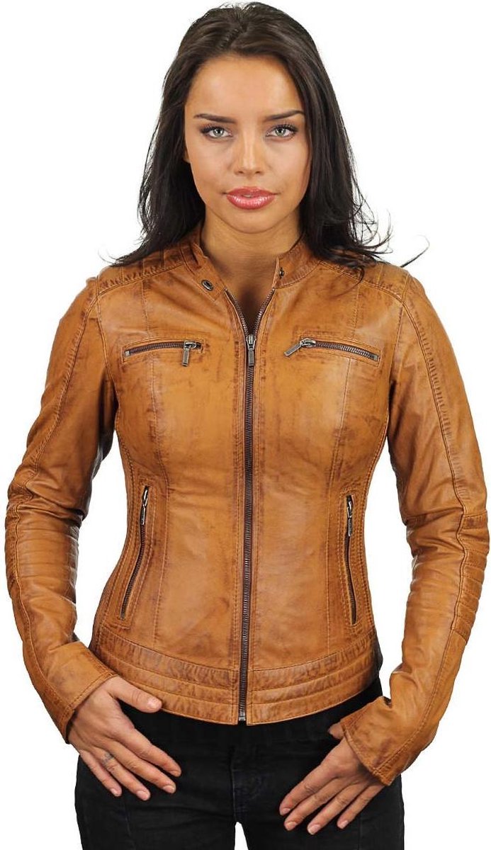 Versano Mesa Leren Dames Bikerjack Dames Jas 3XL - Cognac