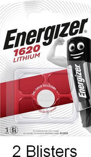 2 stuks (2 blisters a 1 stuk) Energizer CR1620 Lithium Knoopcel 3V