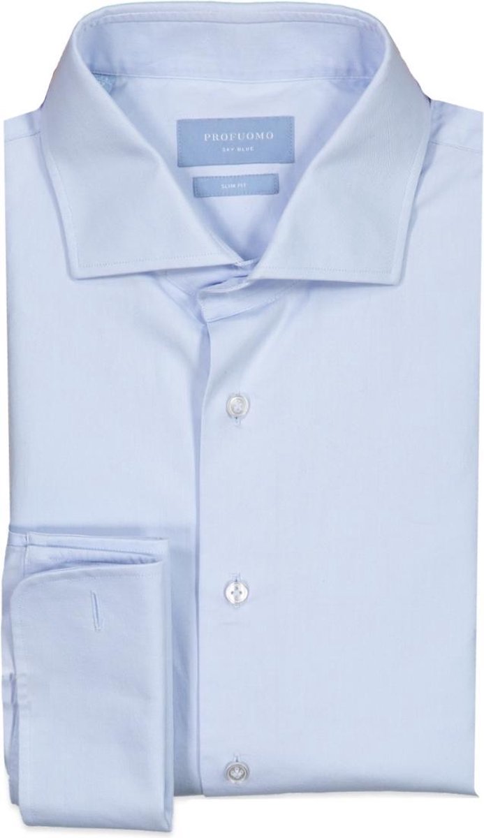Profuomo   Overhemd Blauw Getailleerd - Maat UK16-EU41 - Heren - Never out of stock Collectie - Katoen