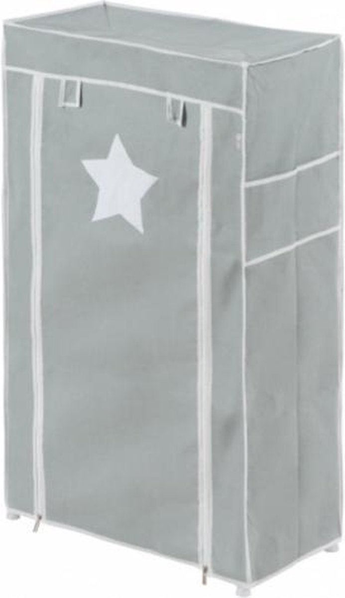 Roba Opbergrek Little Stars 58 x 28 x 90 cm Polyester Grijs - Baby - Kleding - Opbergen - Decoratie - Thuis - Slaapkamer - Gratis Verzending