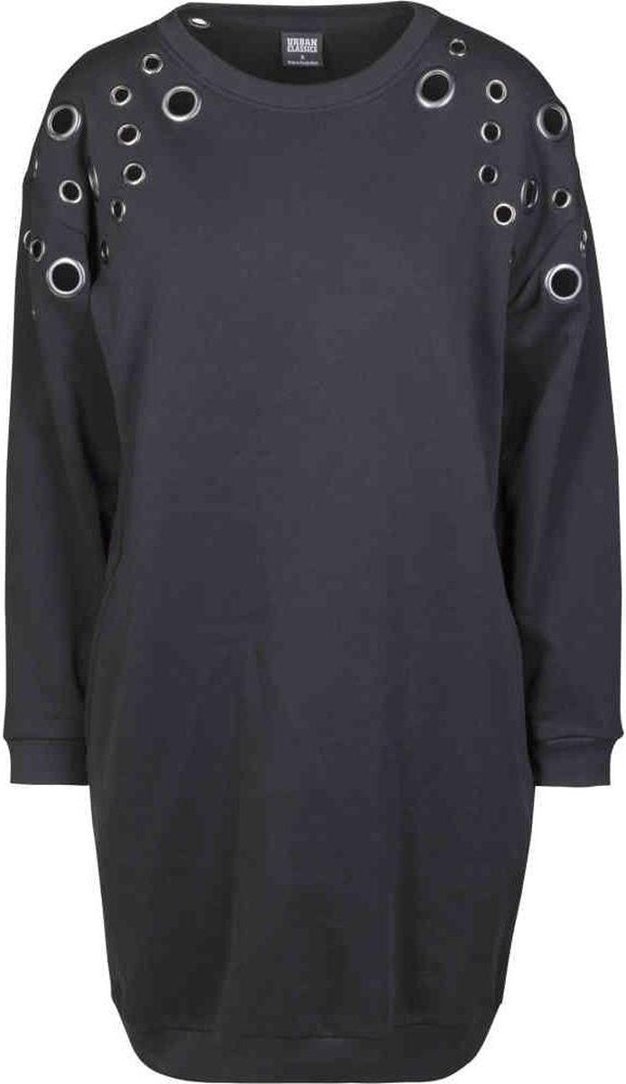 Urban Classics Korte jurk -XS- Sweat Eyelet Zwart