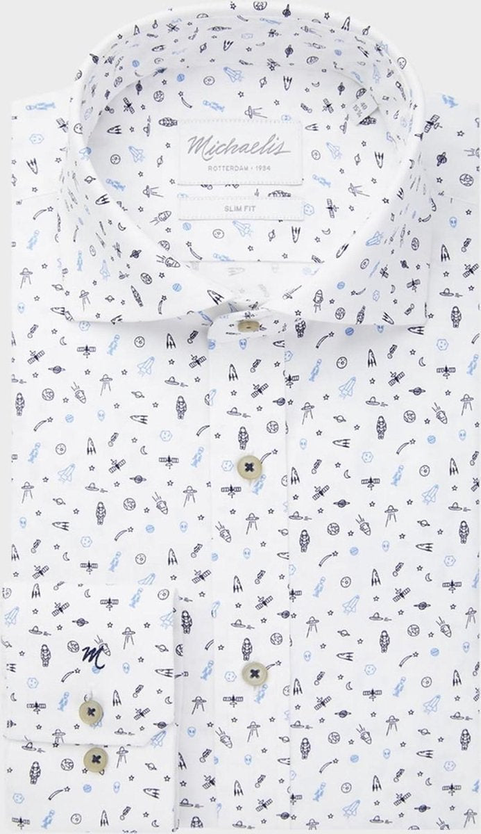 Michaelis Slim Fit overhemd - galaxy print - boordmaat 38