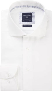 Profuomo Regular Fit mouwlengte 7 overhemd - wit twill (contrast) - Strijkvrij - Boordmaat: 39