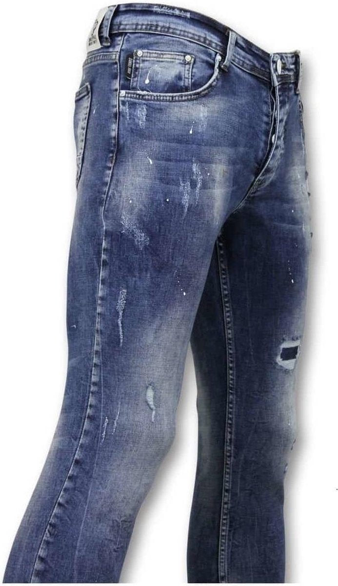 TRUE RISE Broek met Vlekken - Skinny Jeans Mannen - A35D - Blauw - Maten: 38