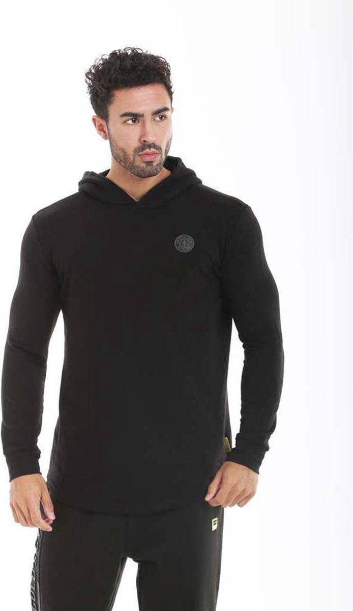 Fitted Hooded Sweater zwart - l