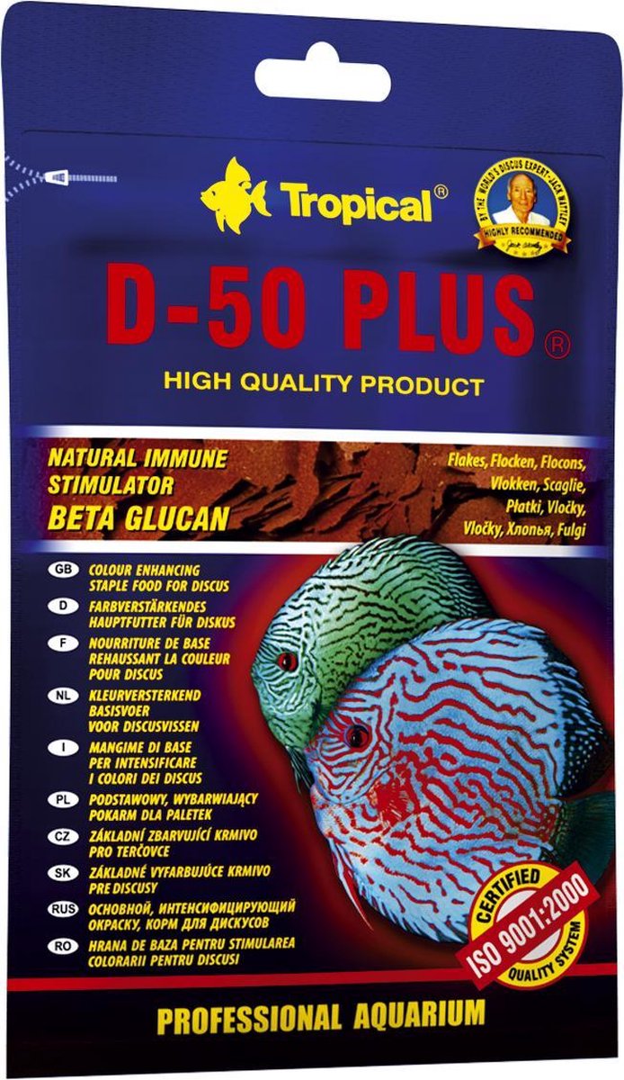 Tropical D-50 Plus Vlokvoer | 60ml / 12gram | Aquarium Visvoer | Discusvoer