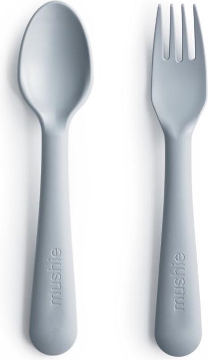 Mushie kinderbestek - vork en lepel - Kleur Cloud - Set van 2