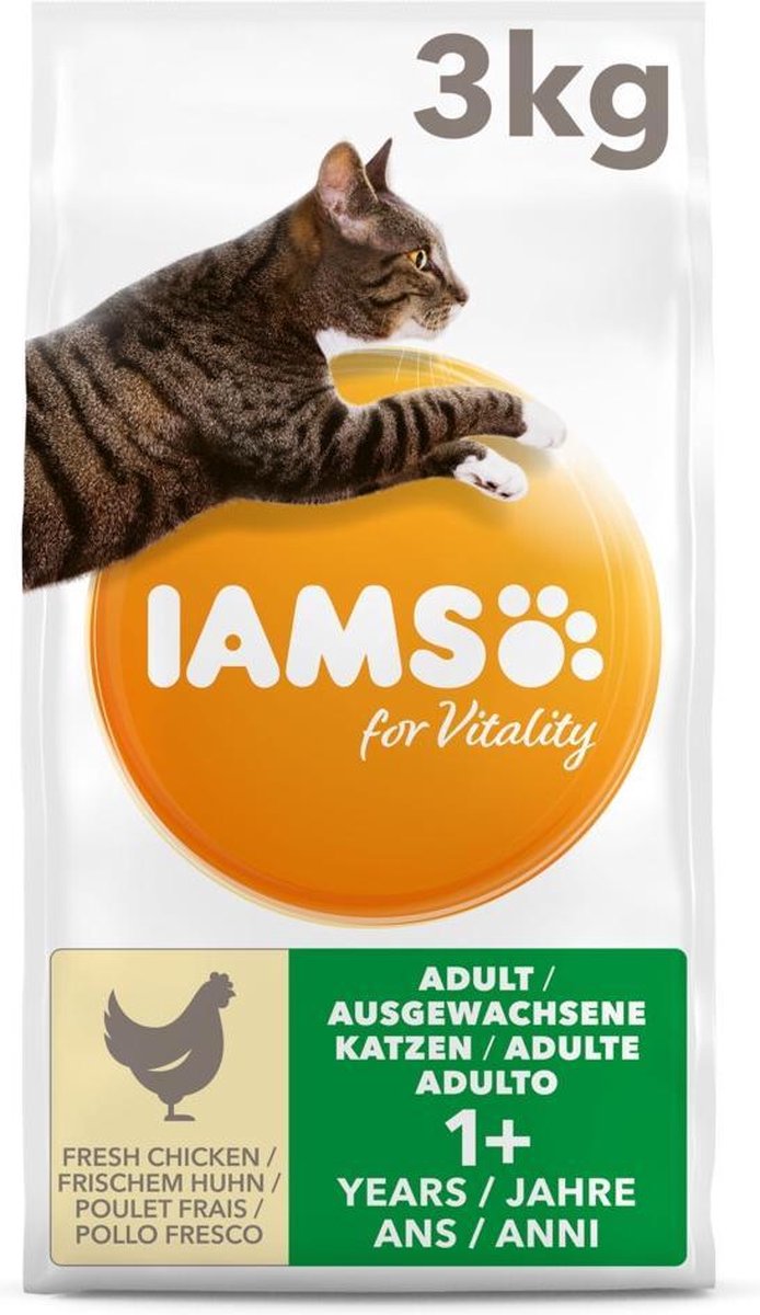 3x Iams Kat Adult Kip 3 kg