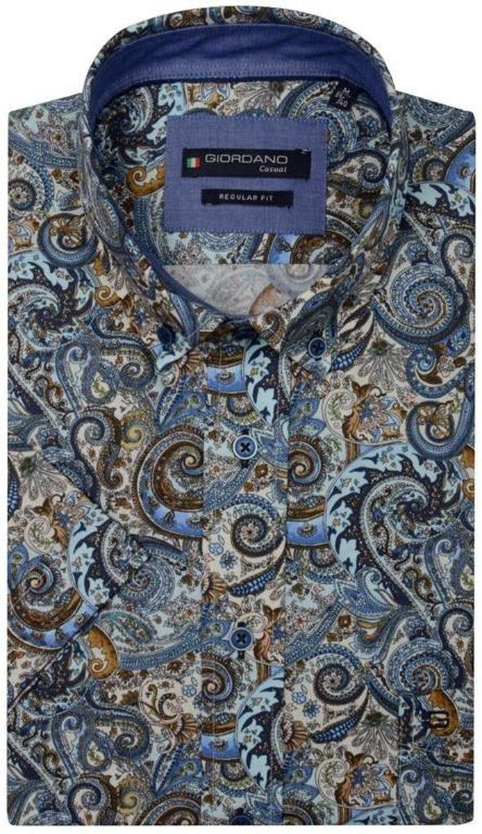 Giordano 106003 Casual overhemd met korte mouwen - Maat XL - Heren