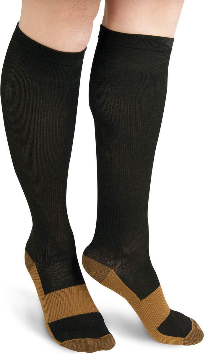 O'DADDY compressiesok duopack - ondersteunende compressiekousen - ideale sportsokken- reissokken uniseks - zwart l/xl