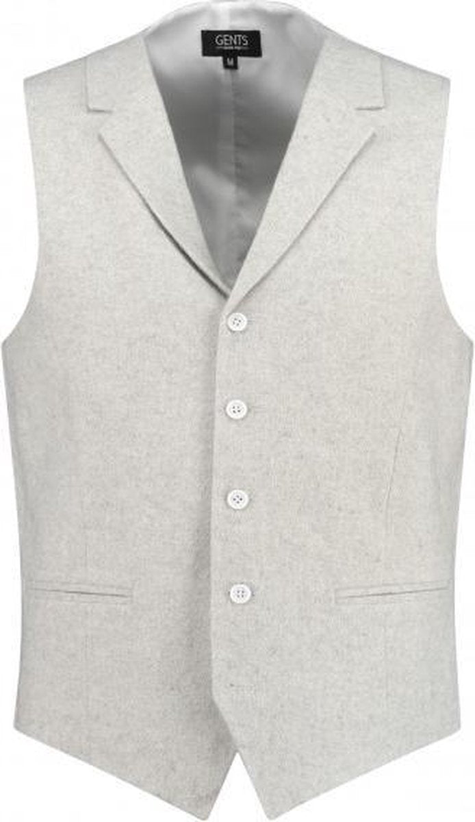 GENTS | Gilet Heren | Linnen |  revers melange lichtgrijs 0026 Maat XL