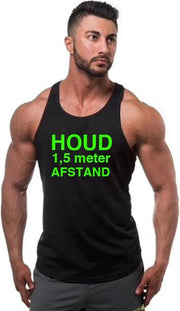 Zwarte Tanktop sportshirt Size XXXL met Fel Groene tekst “ Houd 1