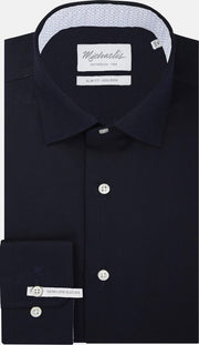 Navy Michaelis shirt met patroon in boord | Extra lange mouw-boordmaat: 45