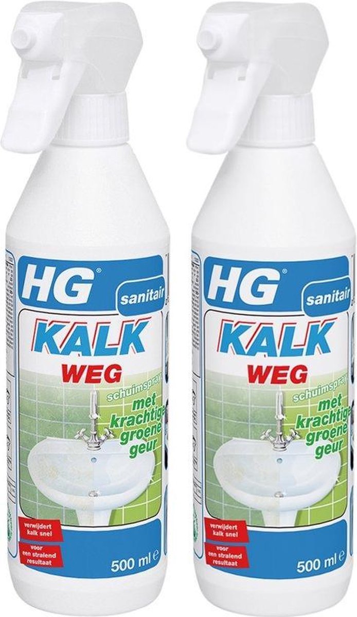 HG kalkweg schuimspray met krachtige groene geur 500ml - 2 Stuks !