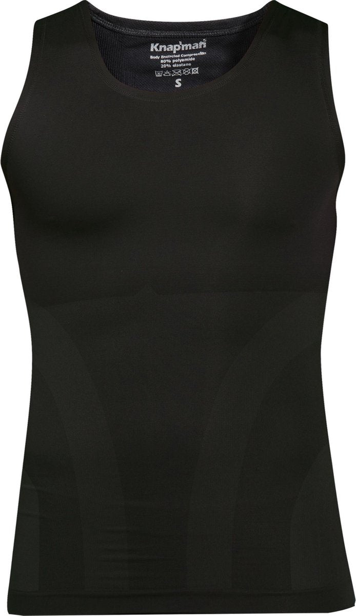 Knapman Zoned Compression Tanktop 2.0 Zwart | Figuur- en Houding Corrigerend Hemd voor Mannen | Maat XL