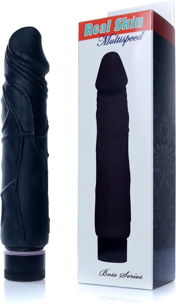 Vibrator - Dildo - Real Skin - Black