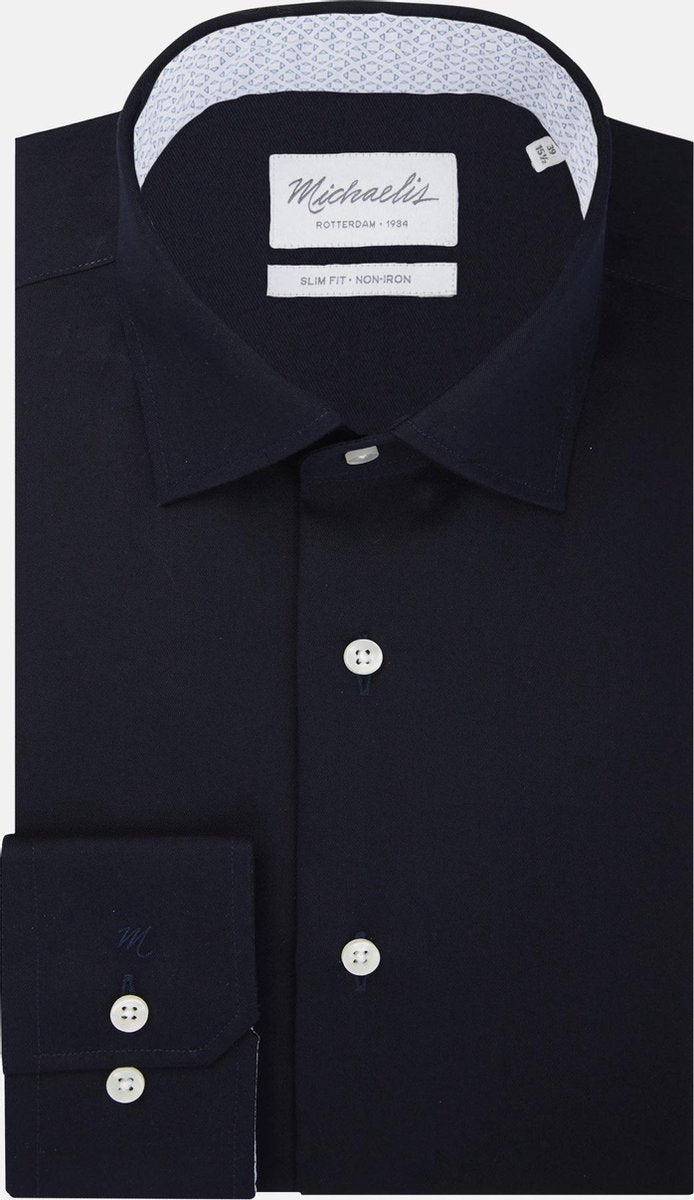 Navy Michaelis shirt met patroon in boord-boordmaat: 37