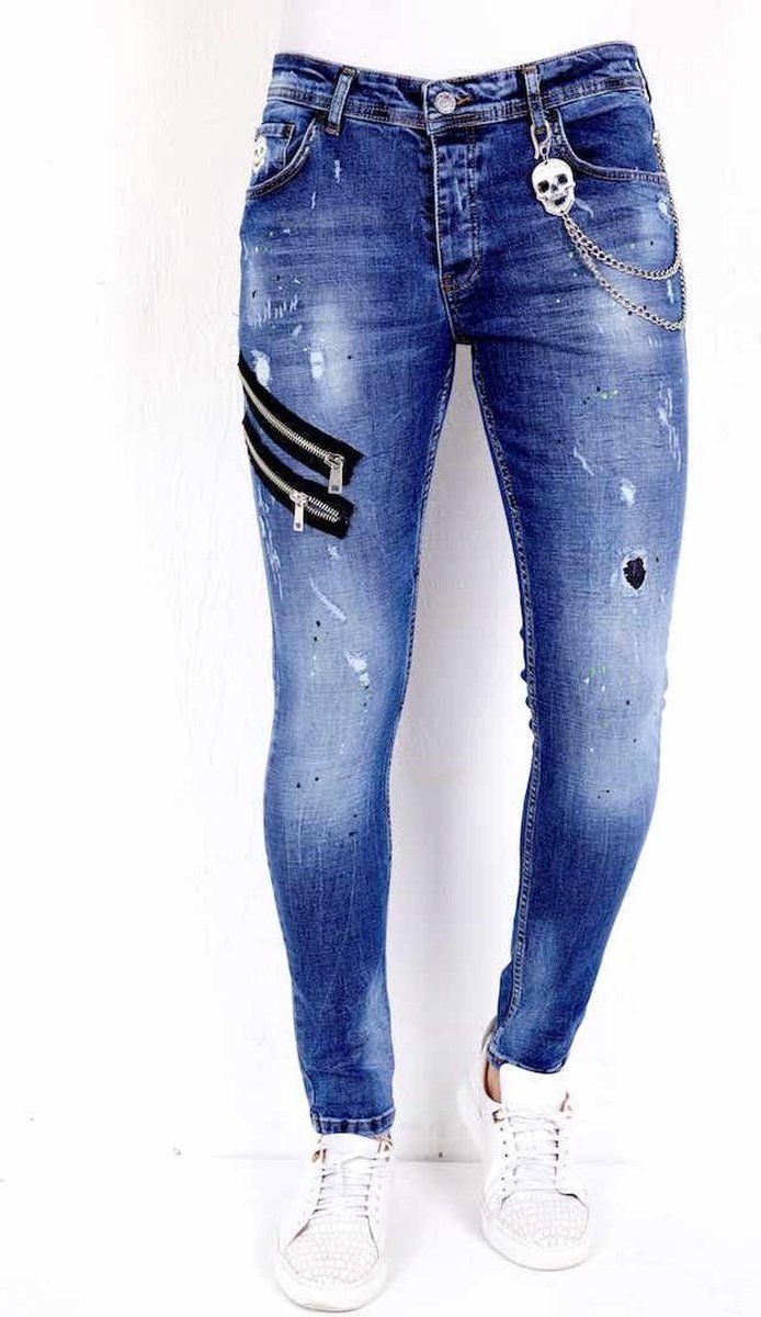 Local Fanatic Exclusive Jeans Heren Verfspatten - 1002 - Blauw - Maten: 30
