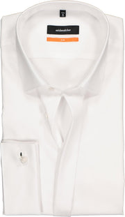 Seidensticker slim fit overhemd - dubbele manchet Kent kraag - wit - Strijkvrij - Boordmaat: 37
