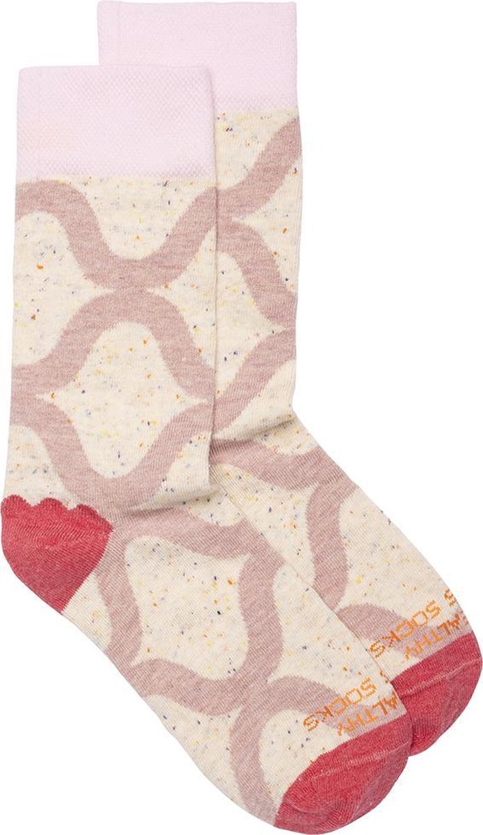 Healthy Seas socks - ecru dames sok met golven - Angler - maat 36/40