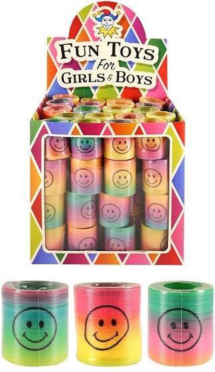 80 Stuks - Trapveer - Uitdeelcadeautjes - Smiley Regenboog Spiralen - Ø4.2 Cm - Traktatiebox - Uitdeel - Traktatie voor kinderen