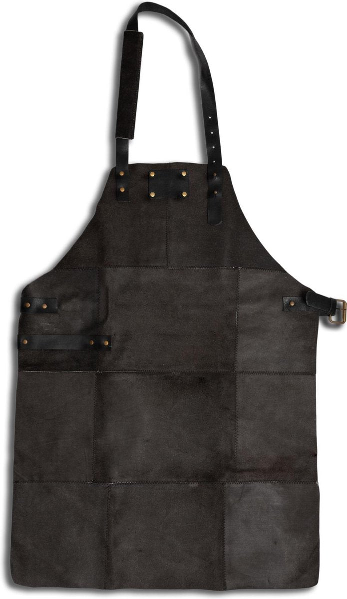 Leren Schort – Soepel Zwart Leer - Barbecueschort - Kokschort - Kookschort – Keukenschort Man – 81 x 56 cm