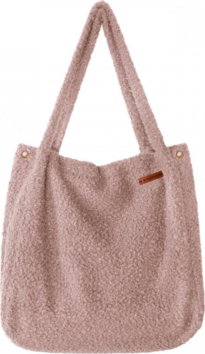 Your Wishes Mommy Tote Bag / Grote Luiertas Roze Meisje / Luiertas Kinderwagen / Verzorgingstas Baby / Boodschappentas - Boucle Oudroze Oudroze