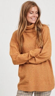 Vihanna Rollneck L/s Knit Top/su- F 14061528 Pumpkin Spice/ Melange